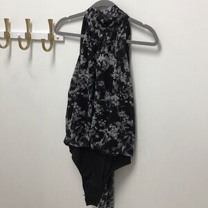 Black and gray Floral Halter Top bodysuit